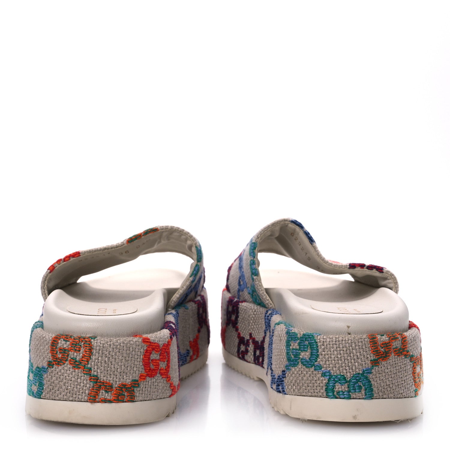 Gucci Linen Psychedelic Mini GG Monogram Angelina Platform 55mm Slide Sandals 36 Multicolor 6 of 14