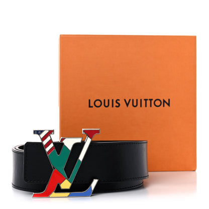 Louis Vuitton Calfskin 40mm LV Initiales Flags Belt 90 36 Black 7 of 7