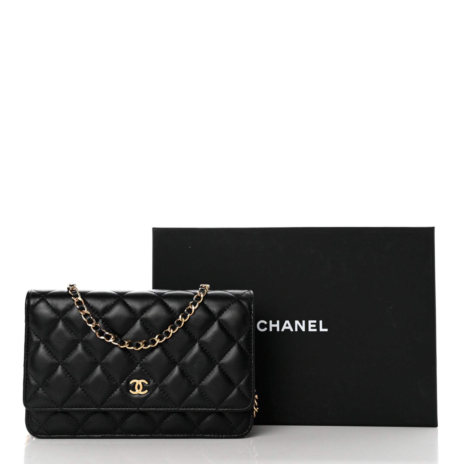 Chanel Lambskin Quilted Wallet On Chain WOC Black 13 of 13