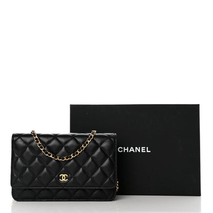 Chanel Lambskin Quilted Wallet On Chain WOC Black 13 of 13