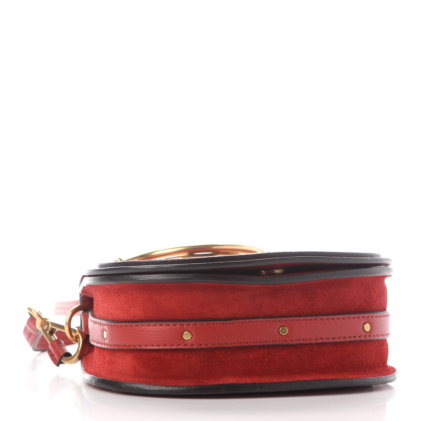 Calfskin Suede Small Nile Bracelet Bag Intense Red