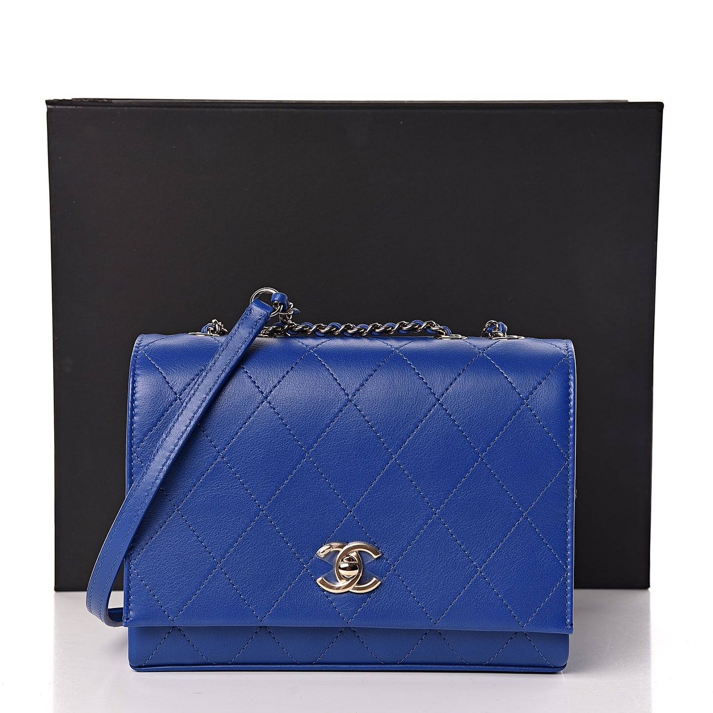 Calfskin Stitched Flap Dark Blue
