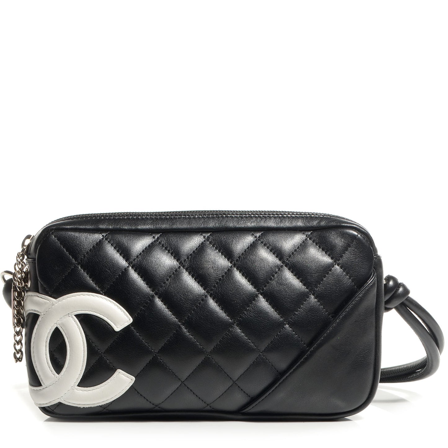Calfskin Quilted Cambon Pochette Black White
