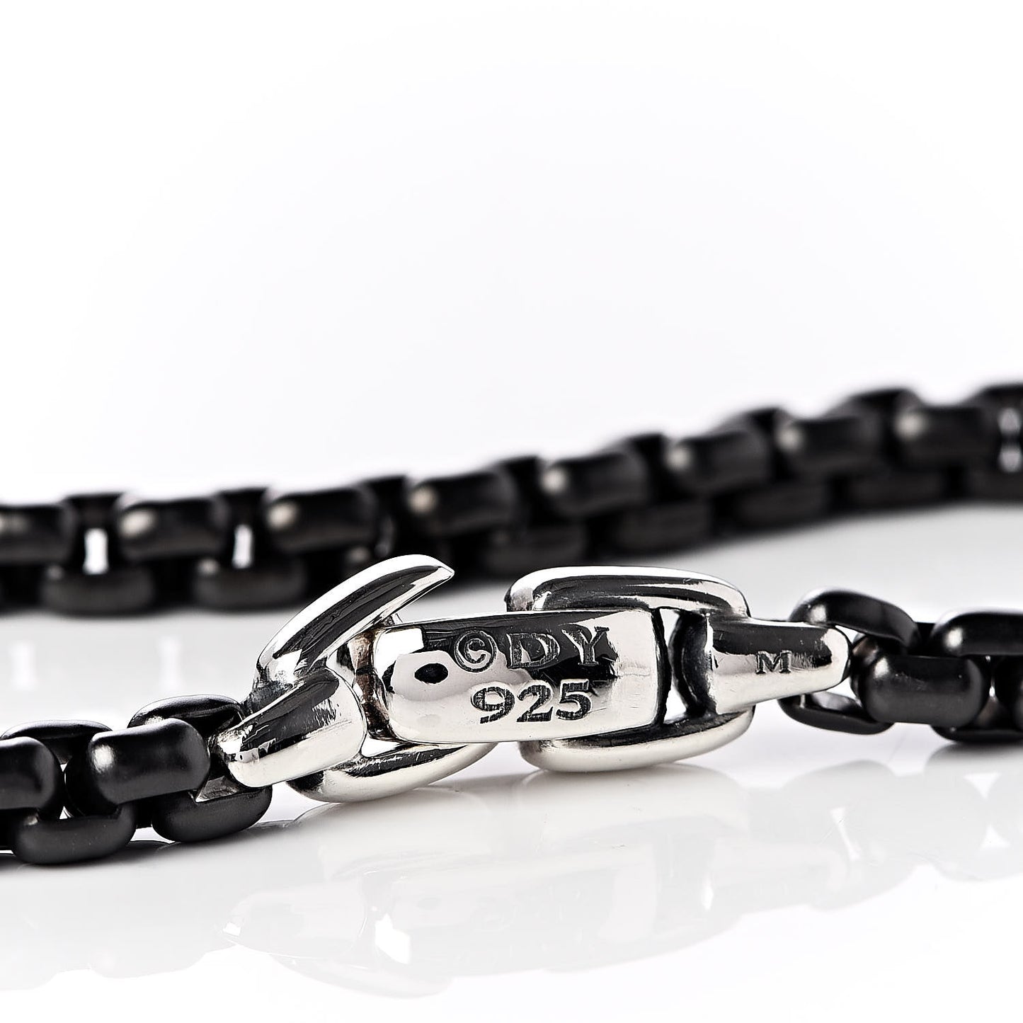 Sterling Silver Darkened Stainless Steel Box Chain Bracelet
