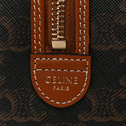 Celine Triomphe Canvas Calfskin Small Boston Bag Tan 6 of 8