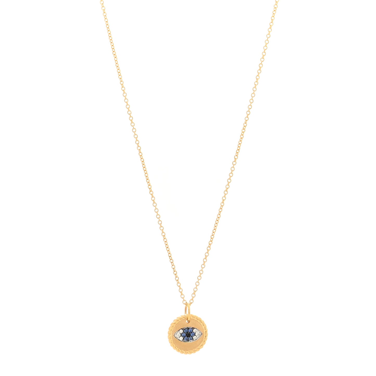 18K Yellow Gold Blue Sapphire Diamond Evil Eye Necklace
