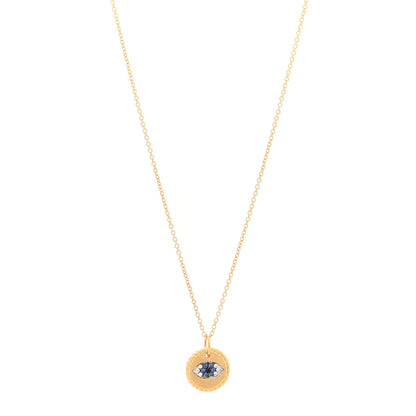David Yurman 18K Yellow Gold Blue Sapphire Diamond Evil Eye Necklace 1 of 5