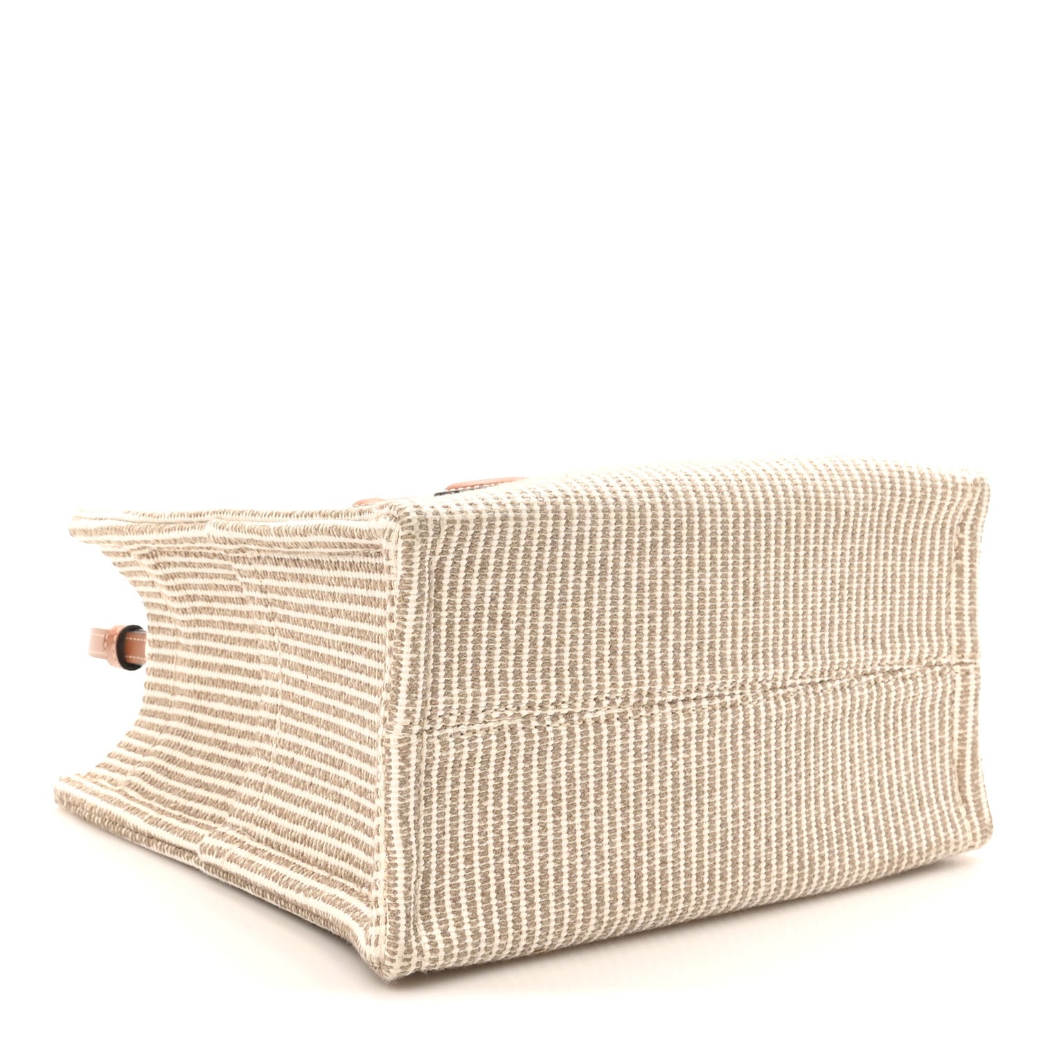 Celine Canvas Calfskin Striped Triomphe Small Cabas Beige 4 of 9