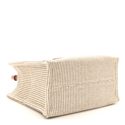 Celine Canvas Calfskin Striped Triomphe Small Cabas Beige 4 of 9