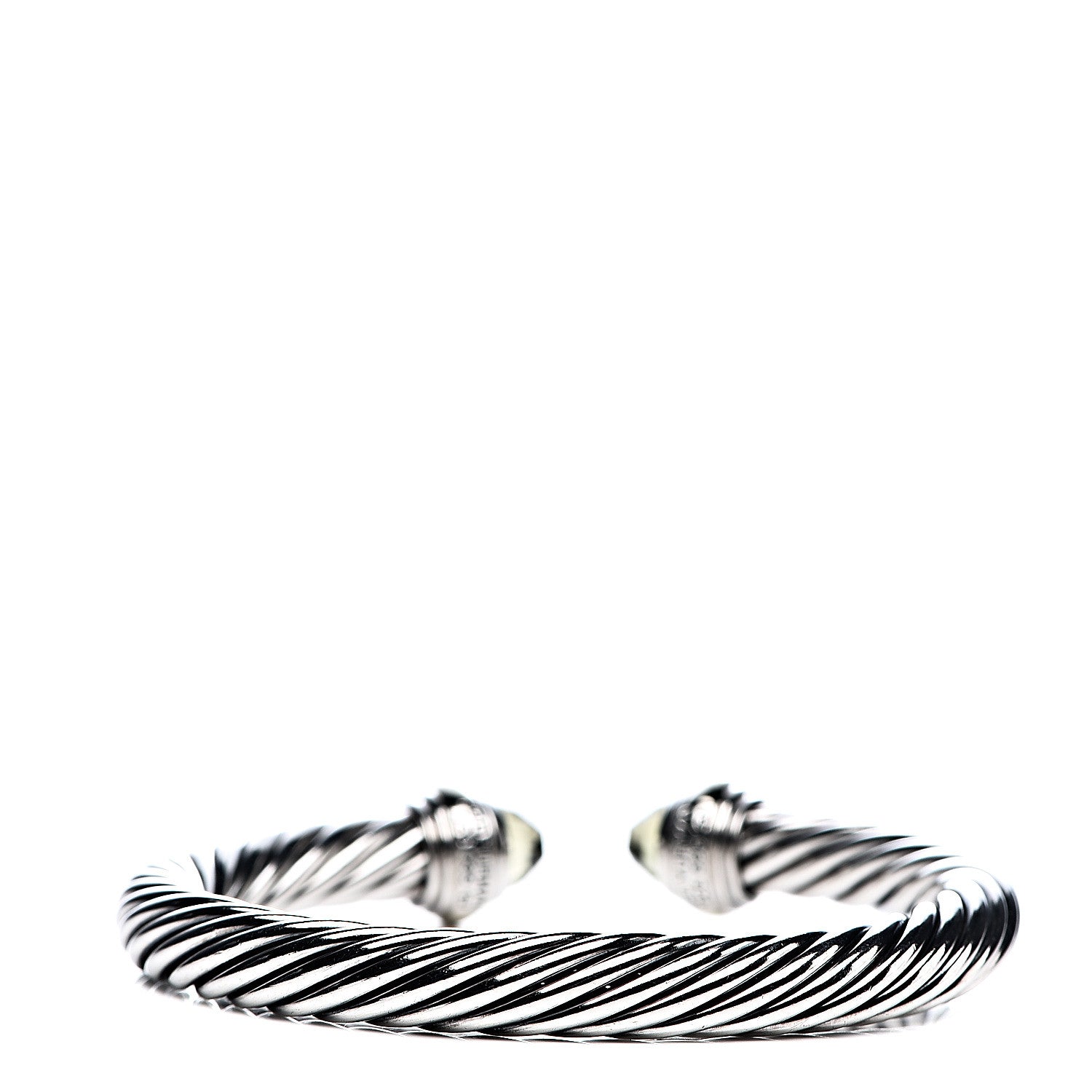 David Yurman Sterling Silver 14K Yellow Gold Peridot 7mm Cable Classics Bracelet 3 of 5