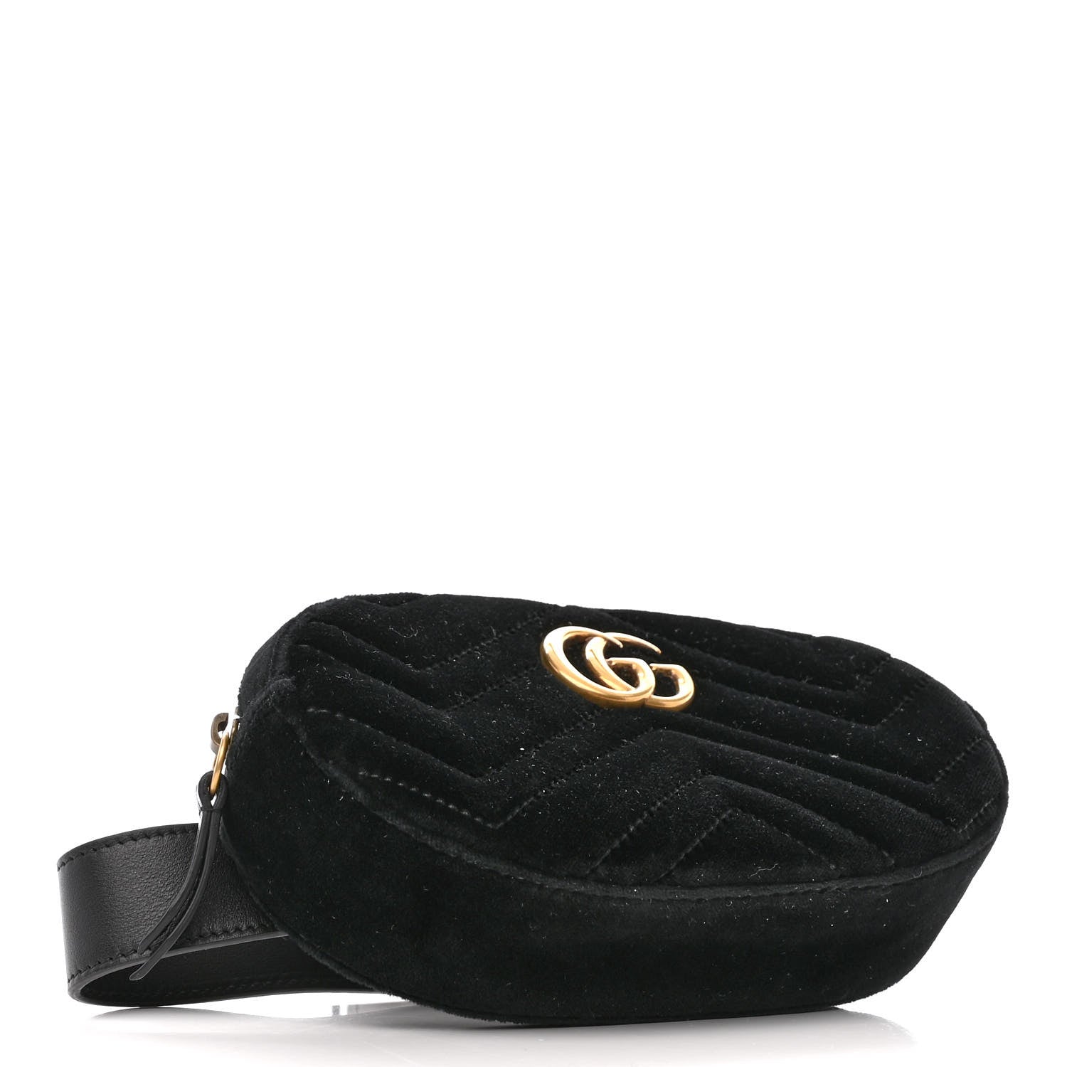 Gucci Velvet Matelasse GG Marmont Belt Bag 85 34 Black 4 of 10