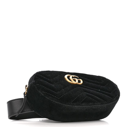 Gucci Velvet Matelasse GG Marmont Belt Bag 85 34 Black 4 of 10