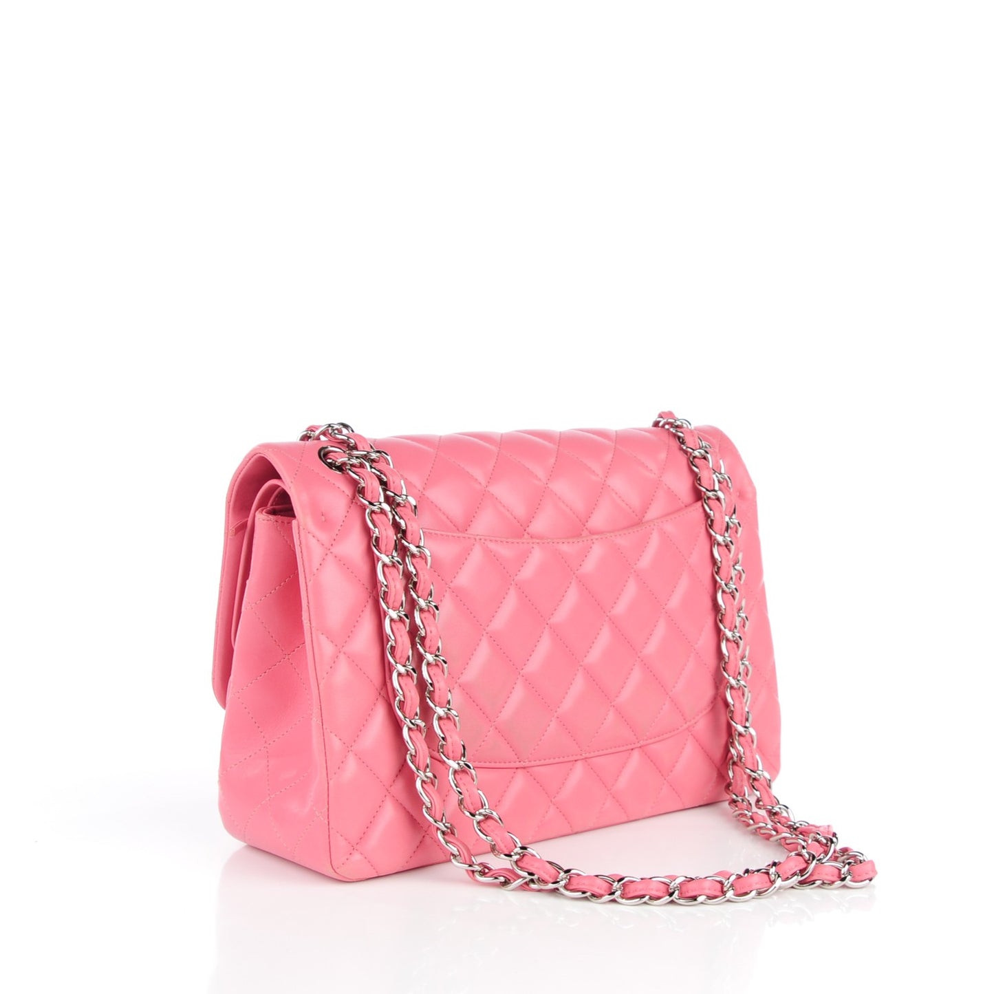 Lambskin Quilted Jumbo Double Flap Pink