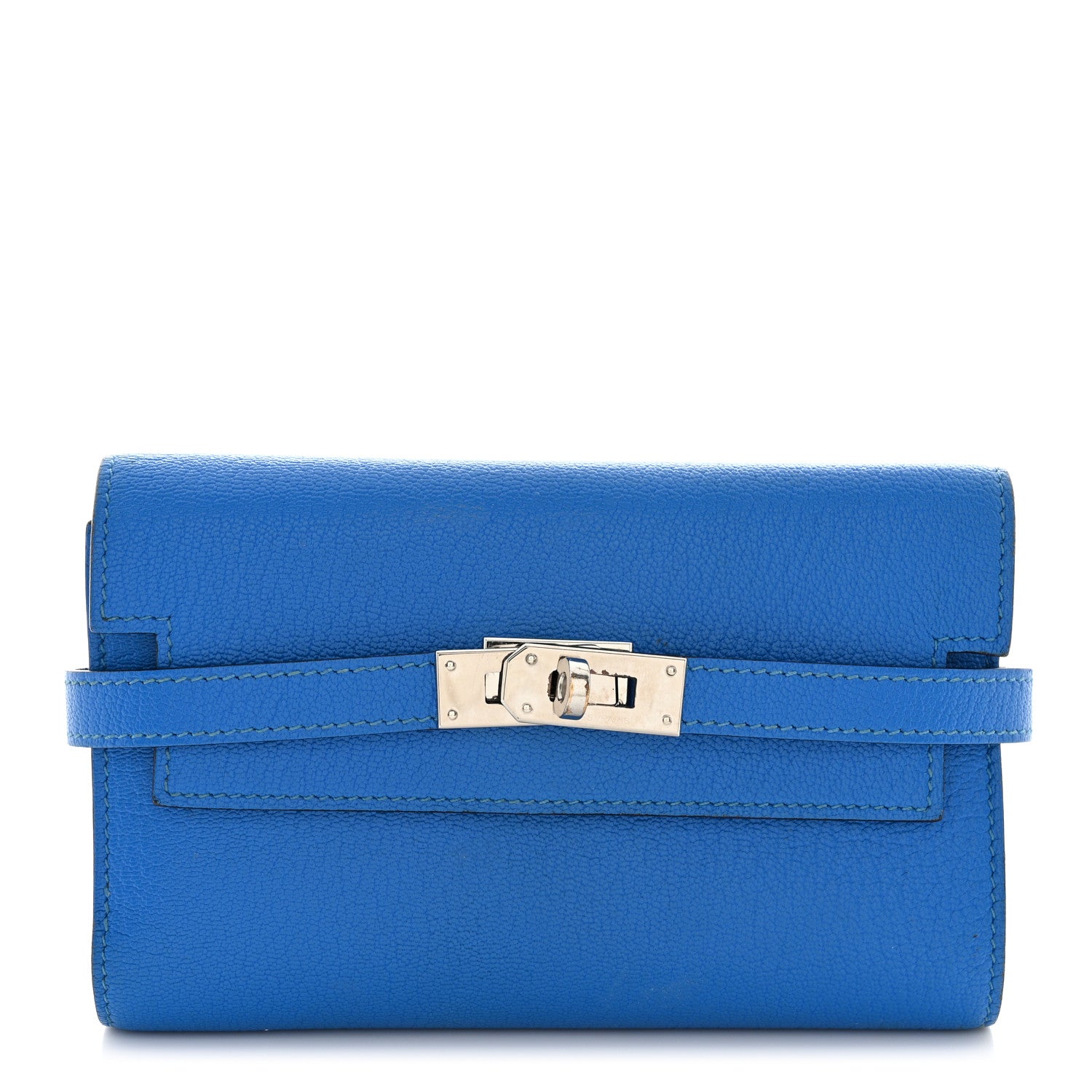 Hermes Chevre Mysore Medium Kelly Wallet Bleu Hydra 1 of 9