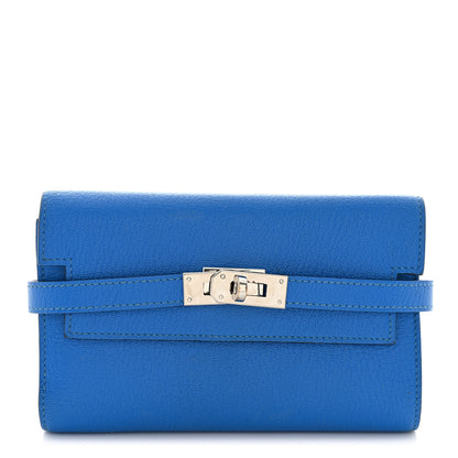 Hermes Chevre Mysore Medium Kelly Wallet Bleu Hydra 1 of 9