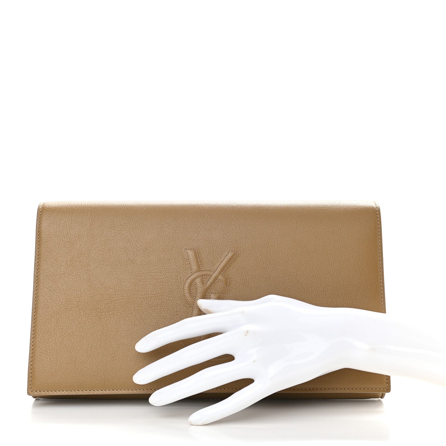 Saint Laurent Calfskin Large Belle De Jour Clutch Beige 3 of 9