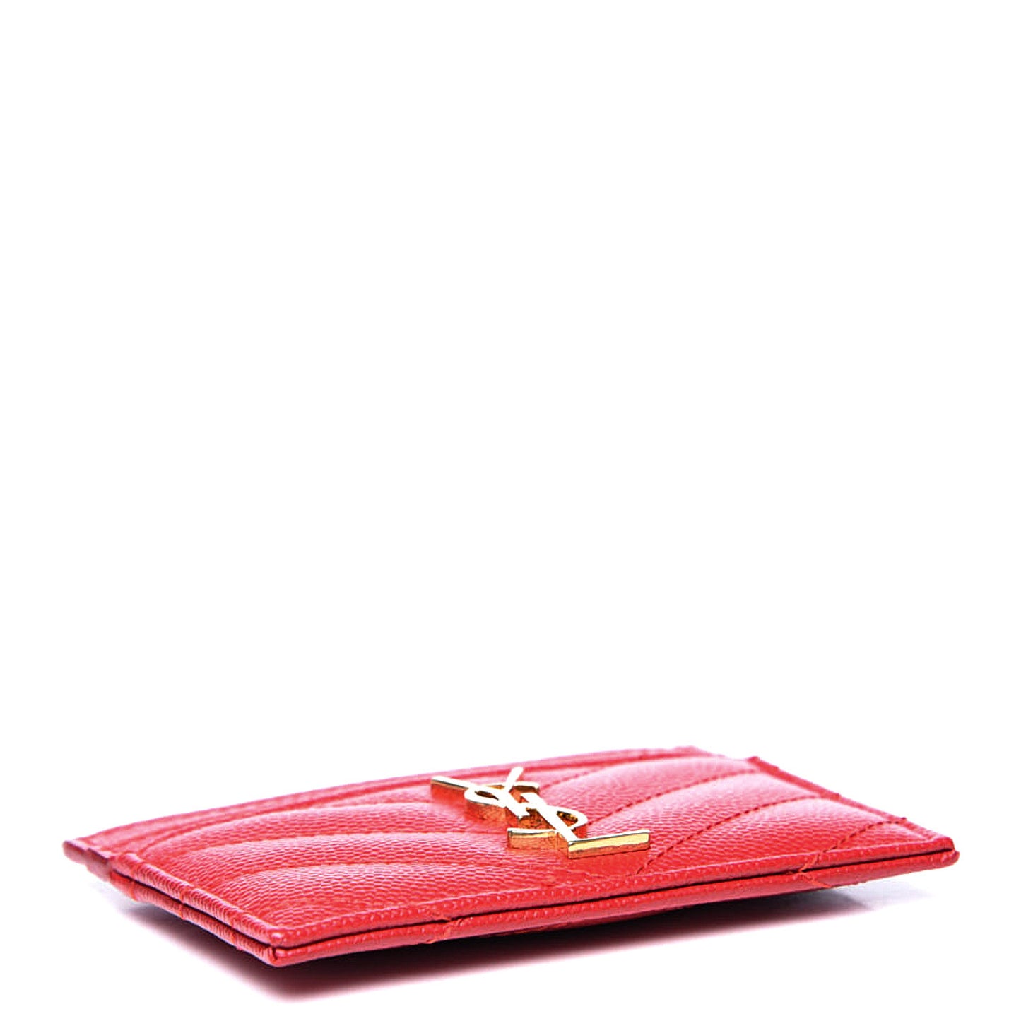 Grain De Poudre Matelasse Chevron Monogram Credit Card Case New Red