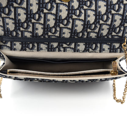 Christian Dior Oblique Saddle Chain Pouch Blue 5 of 10