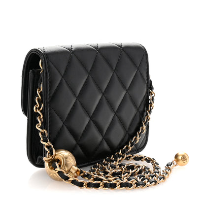 Chanel Lambskin Quilted Pearl Crush Clutch With Chain Black 2 of 10