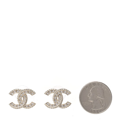 Chanel Crystal Timeless CC Earrings Light Gold 2 of 4