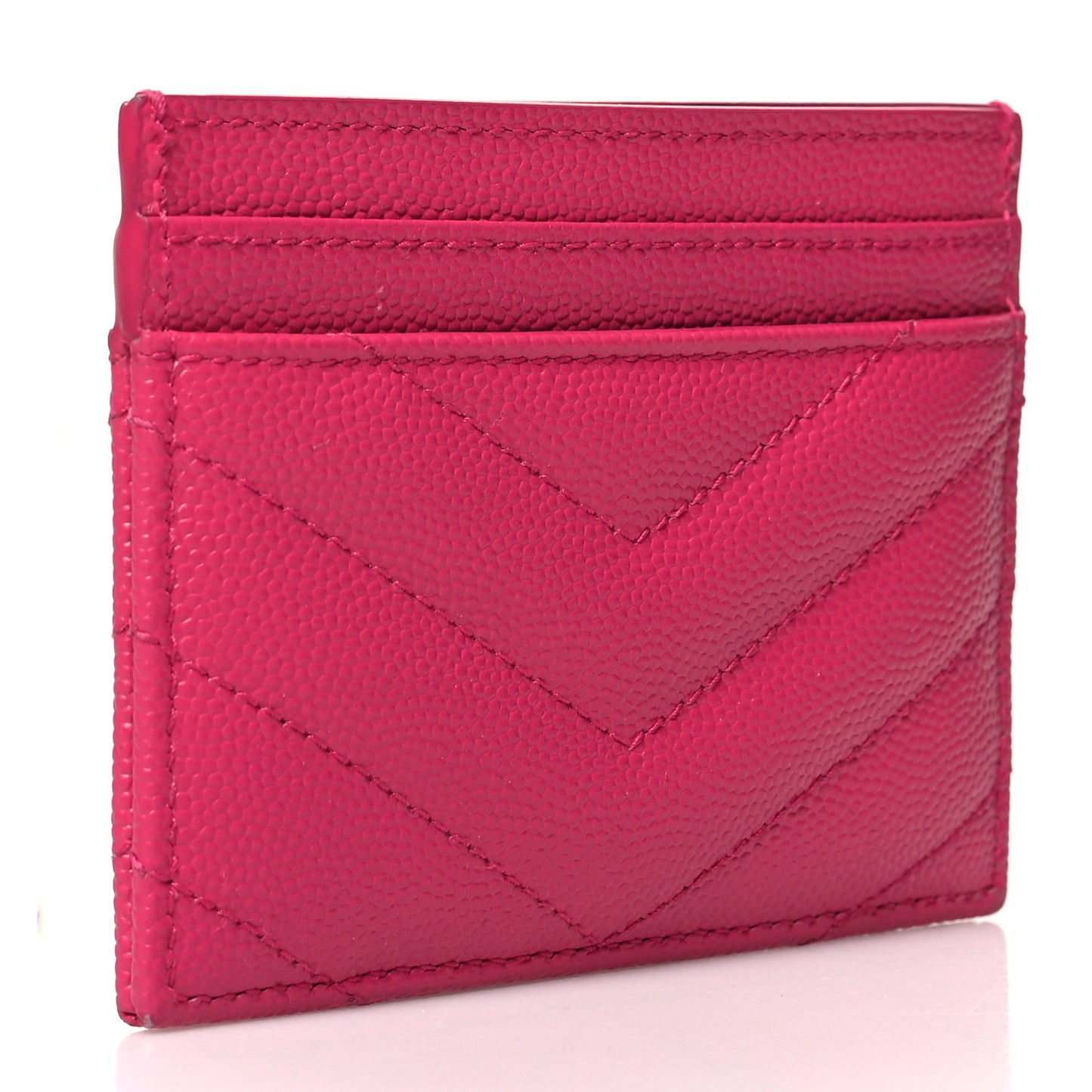 Grain De Poudre Matelasse Chevron Monogram Credit Card Case Fresh Fuxia