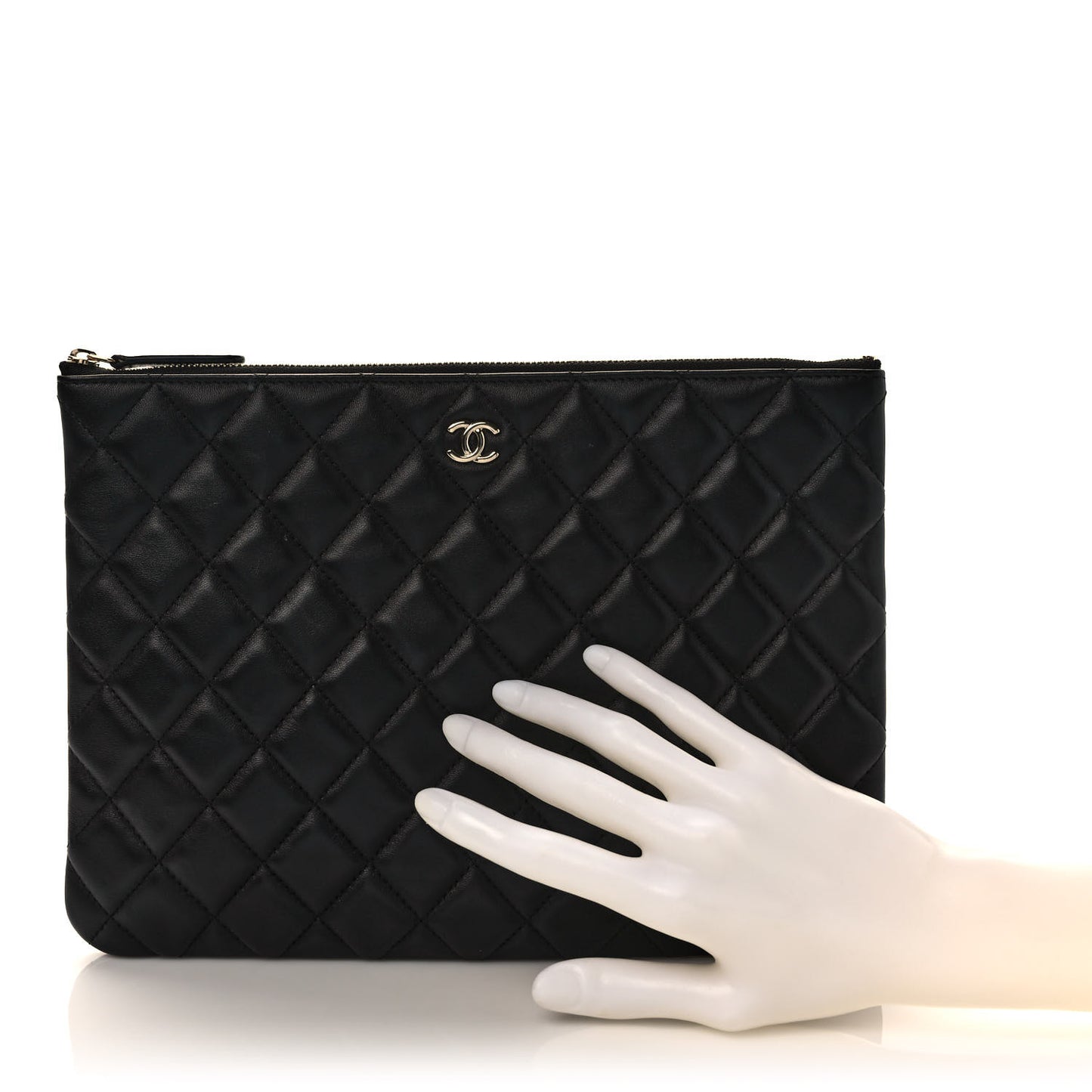 Lambskin Quilted Medium Cosmetic Case Black