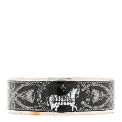 Hermes Enamel Printed Wide Grand Apparat Bracelet Black 1 of 5