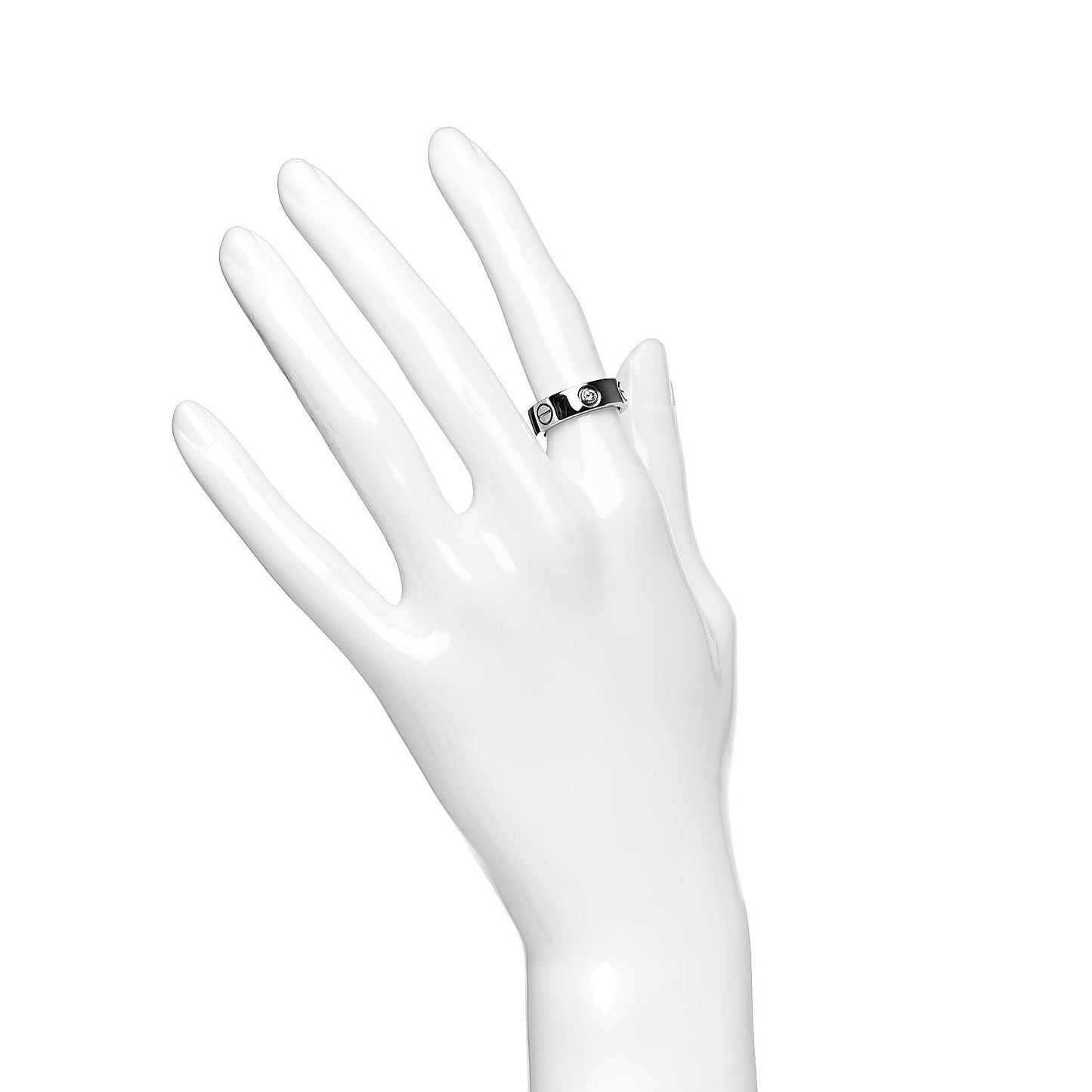 18K White Gold 3 Diamond 5.5mm LOVE Ring 48 4.5