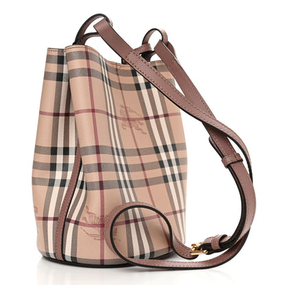 Burberry Haymarket Check Colours Small Lorne Bucket Crossbody Elderberry 3 of 9