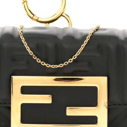 Fendi Nappa Matisse FF Embossed Nano Maxi Buckle Baguette Charm Black 7 of 10