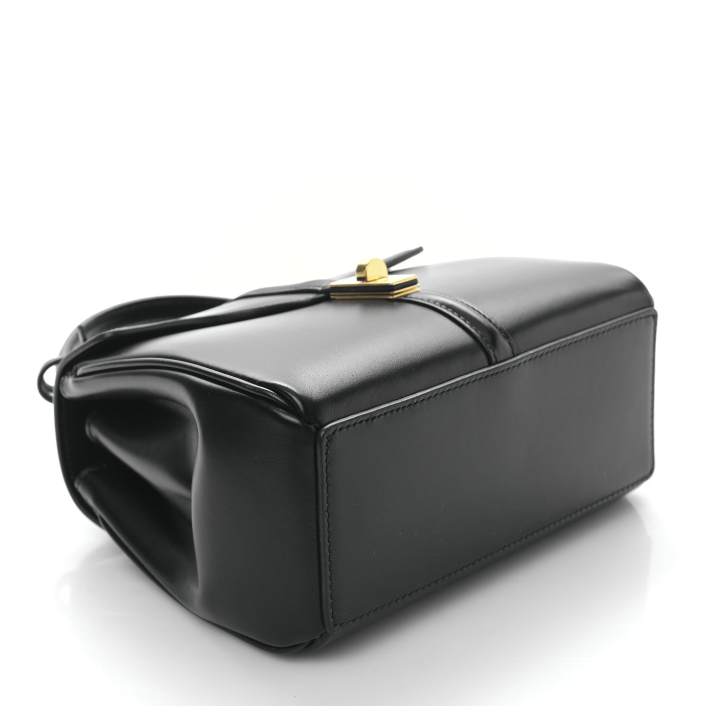 Satinated Calfskin Mini 16 Top Handle Bag Black