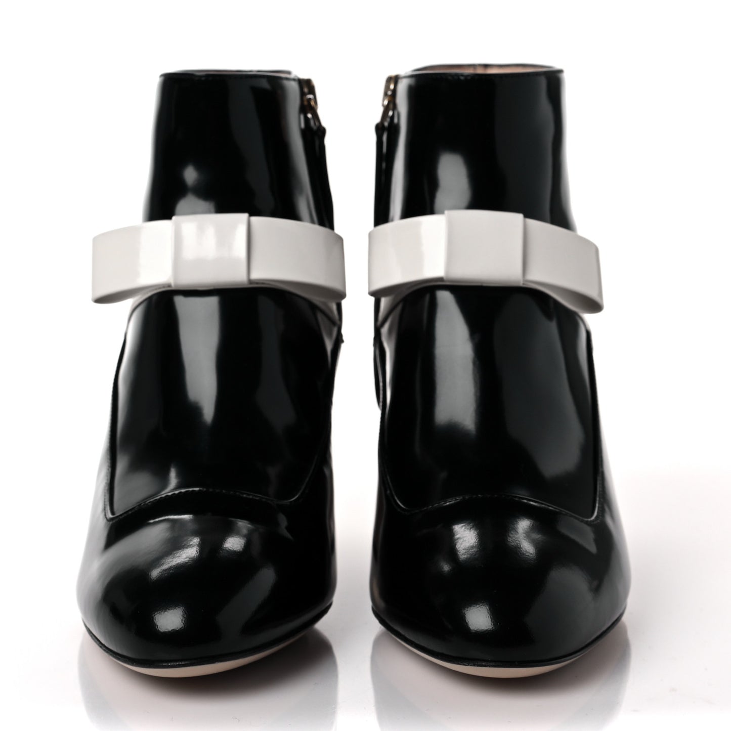 Regent Calfskin Nimue Bow Mary Jane Ankle Boots 35.5 Black White Magnoli