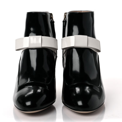 Gucci Regent Calfskin Nimue Bow Mary Jane Ankle Boots 35.5 Black White Magnoli 2 of 8