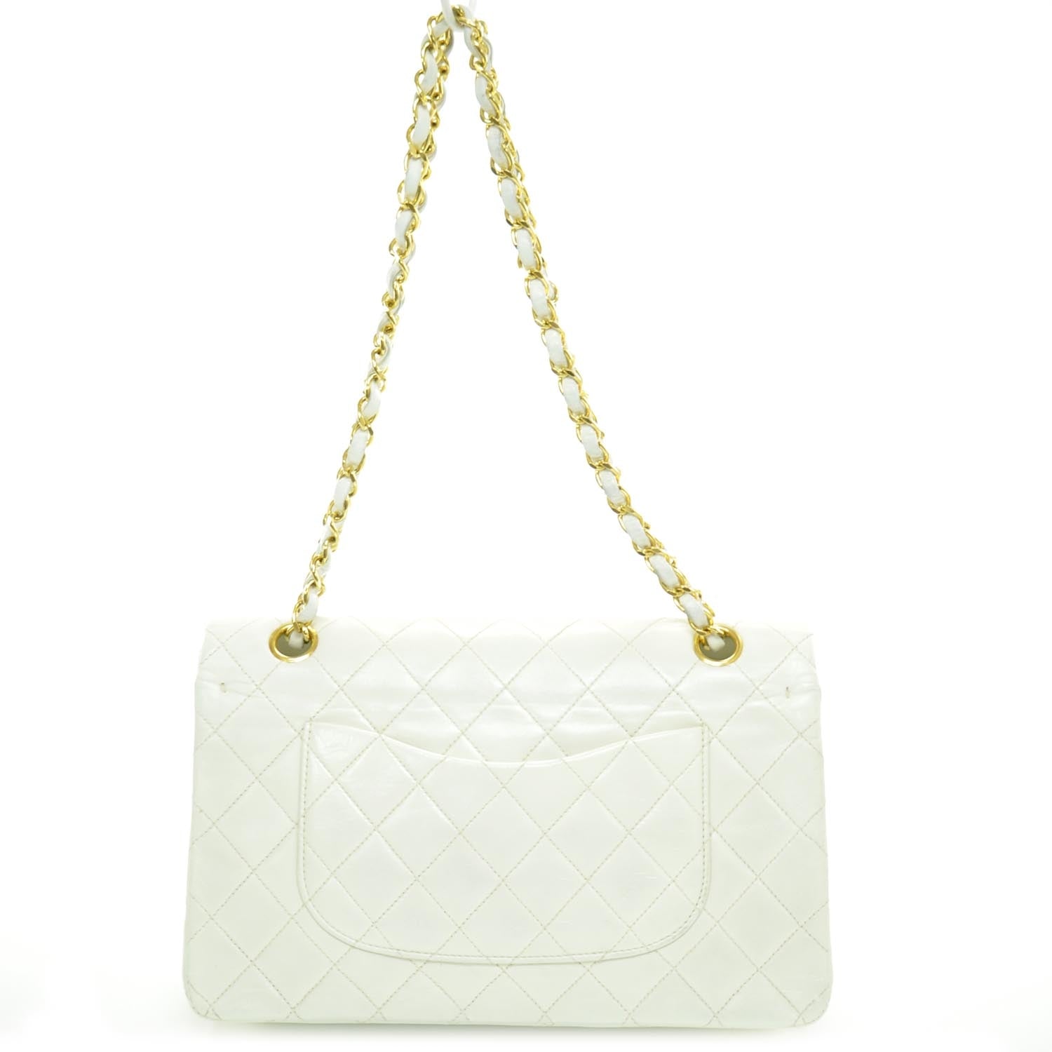 Chanel Lambskin Quilted Medium Double Flap White GHW 4 of 10