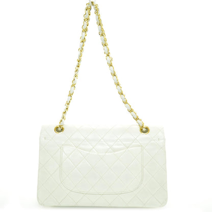 Chanel Lambskin Quilted Medium Double Flap White GHW 4 of 10
