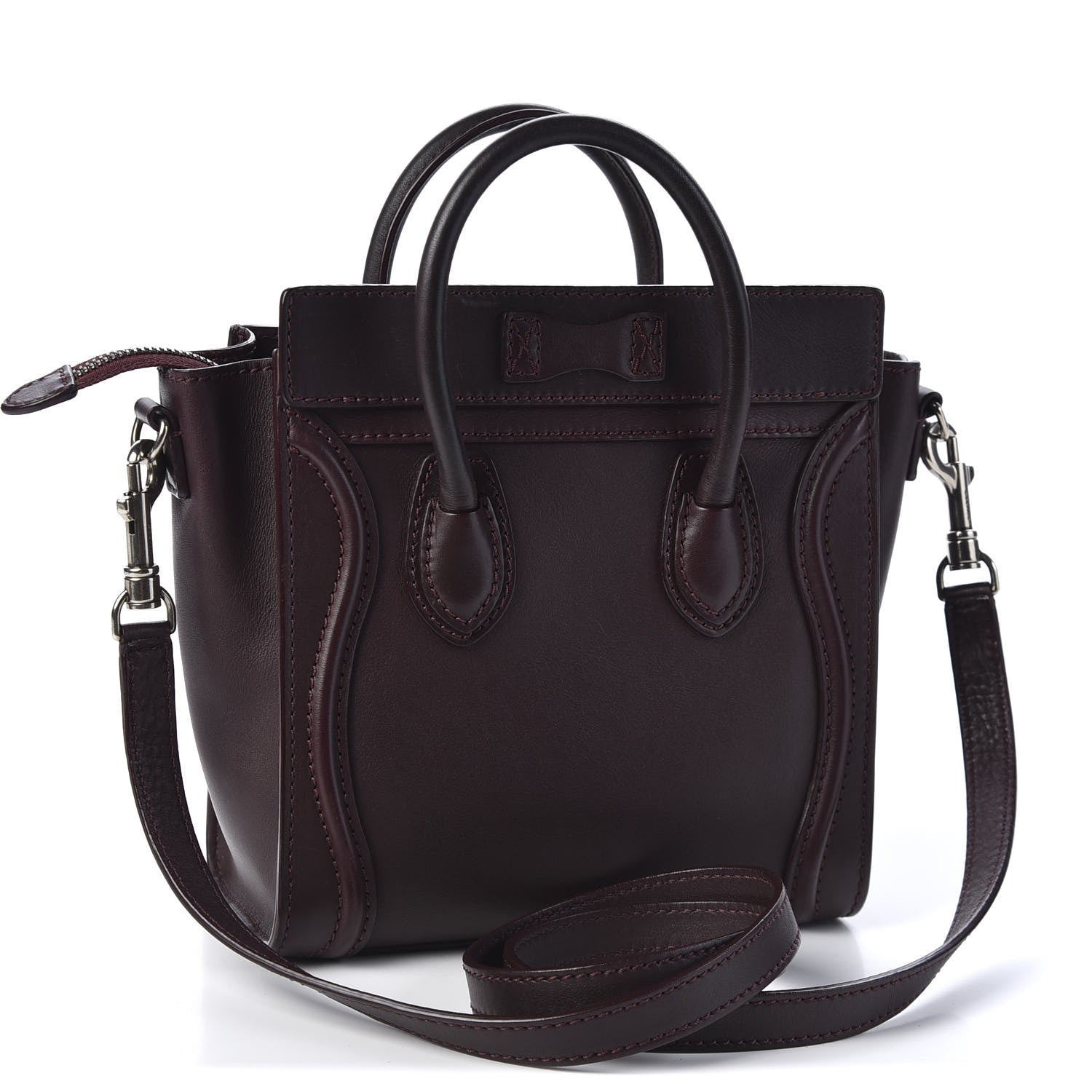 Celine Smooth Calfskin Nano Luggage Burgundy 2 of 10