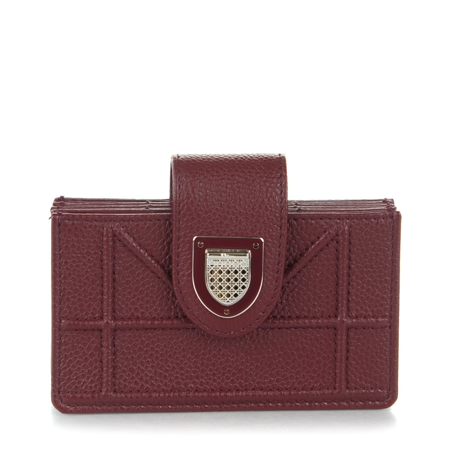 Grained Calfskin Cannage Diorama Card Holder Burgundy