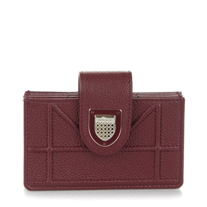 Christian Dior Grained Calfskin Cannage Diorama Card Holder Burgundy 1 of 7