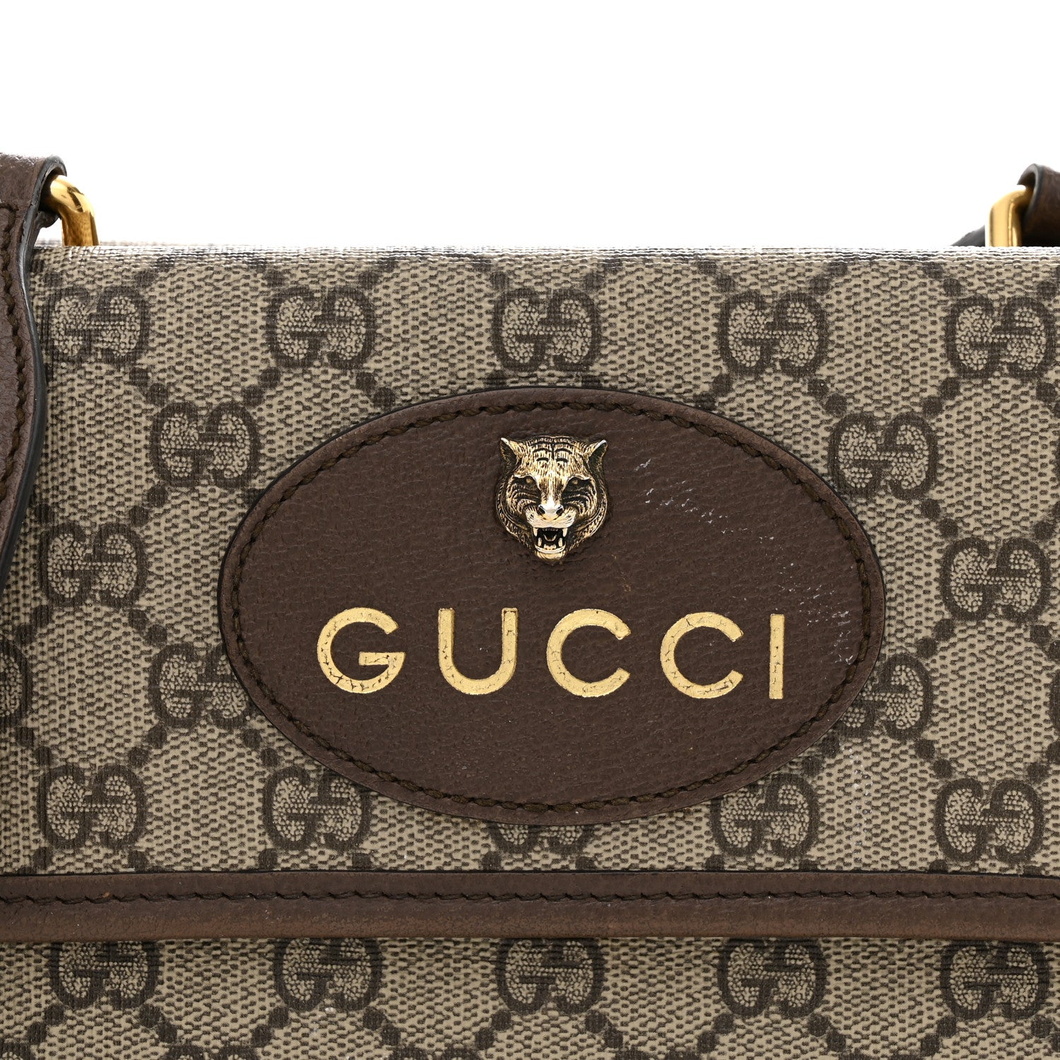 Gucci GG Supreme Monogram Web Small Neo Vintage Double Flap Messenger Bag Beige New Acero 8 of 14