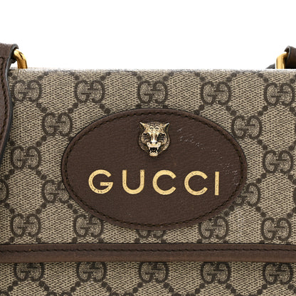 Gucci GG Supreme Monogram Web Small Neo Vintage Double Flap Messenger Bag Beige New Acero 8 of 14