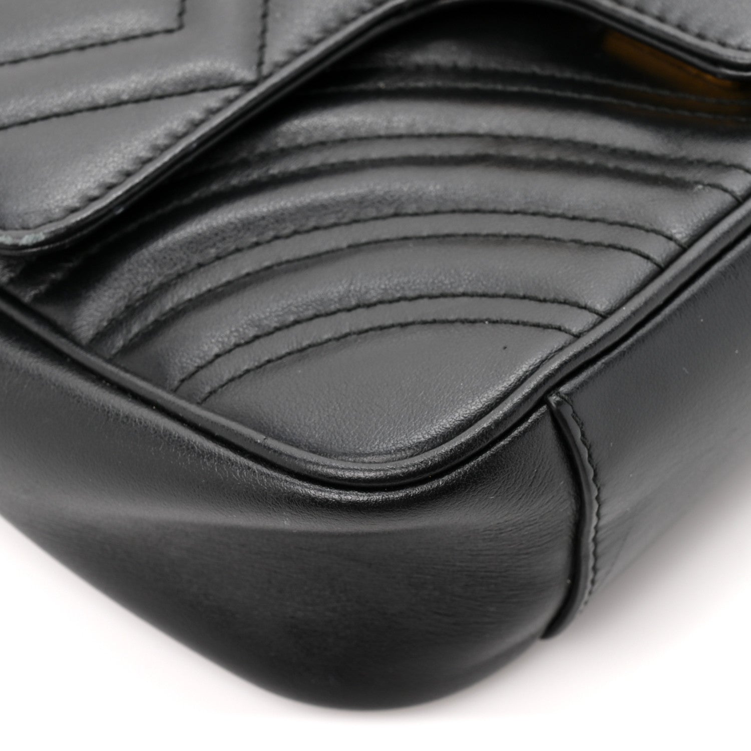 Gucci Calfskin Matelasse Mini GG Marmont Shoulder Bag Black 10 of 13
