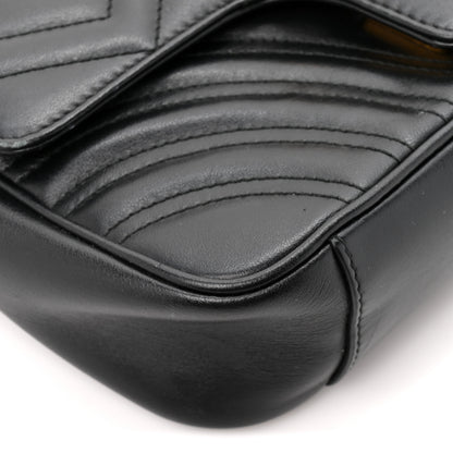 Gucci Calfskin Matelasse Mini GG Marmont Shoulder Bag Black 10 of 13