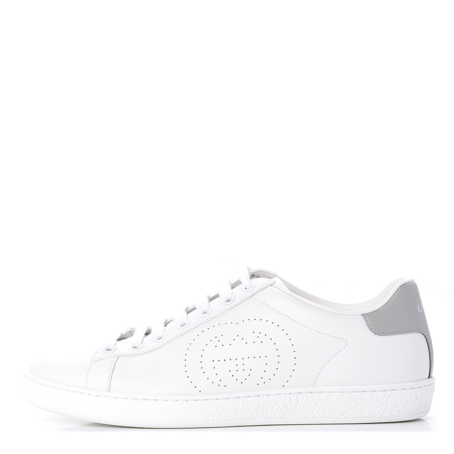 Calfskin Interlocking G Perforated Womens Ace Sneakers 38.5 White Grey Sky