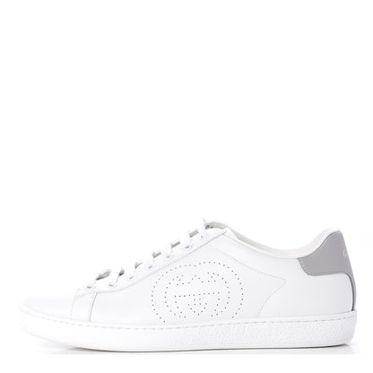 Gucci Calfskin Interlocking G Perforated Womens Ace Sneakers 38.5 White Grey Sky 1 of 10