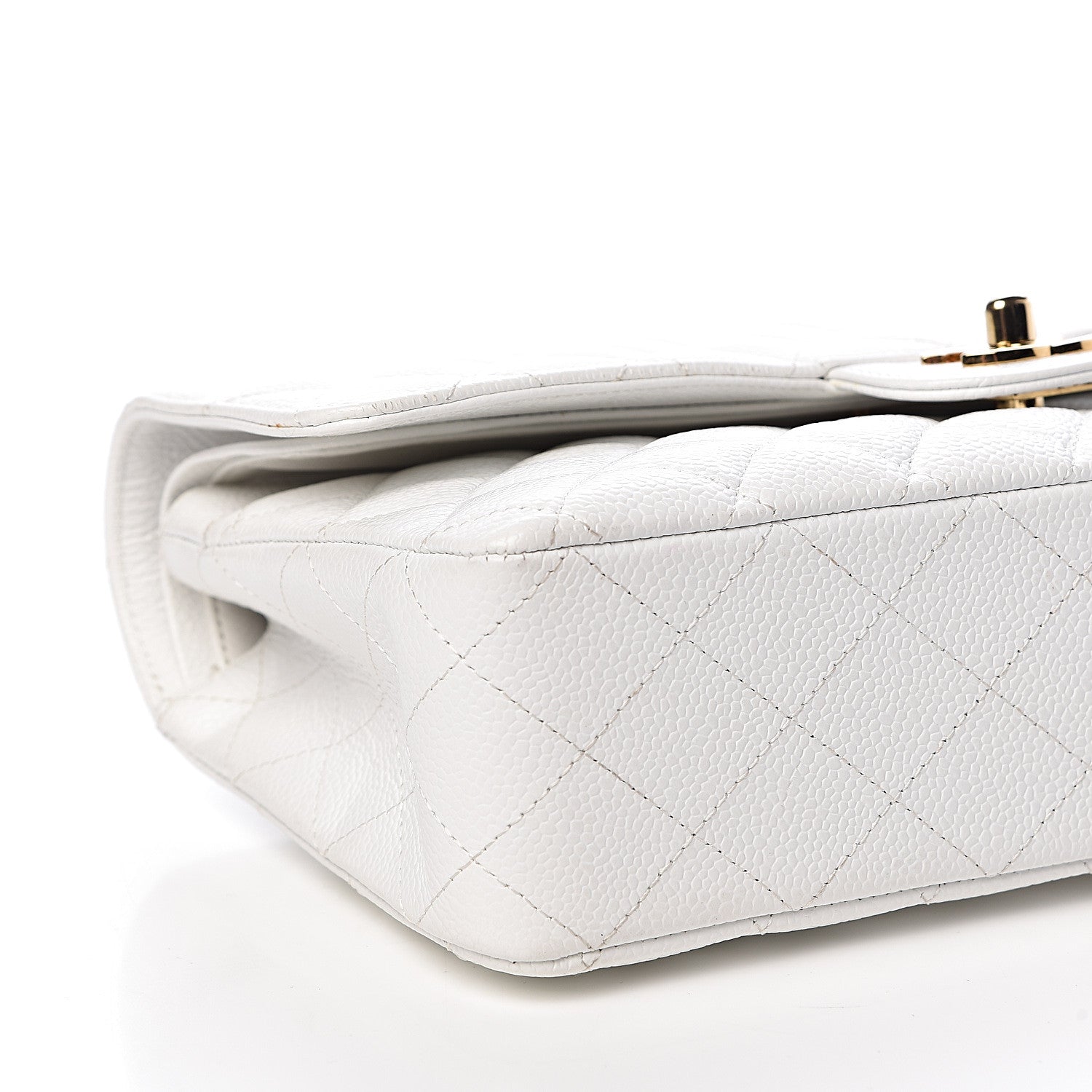 Chanel Caviar Quilted Medium Double Flap White 9 of 15
