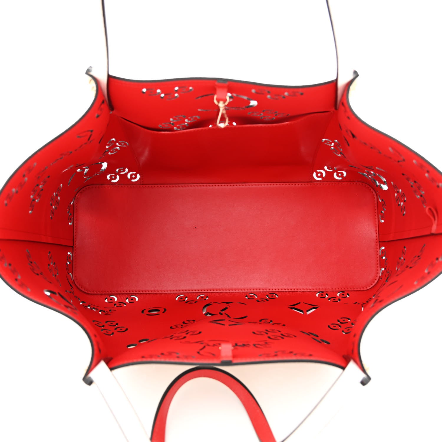 Christian Louboutin Calfskin Perforated Large Loubinthesky Cabarock Spikes Tote Snow 5 of 9