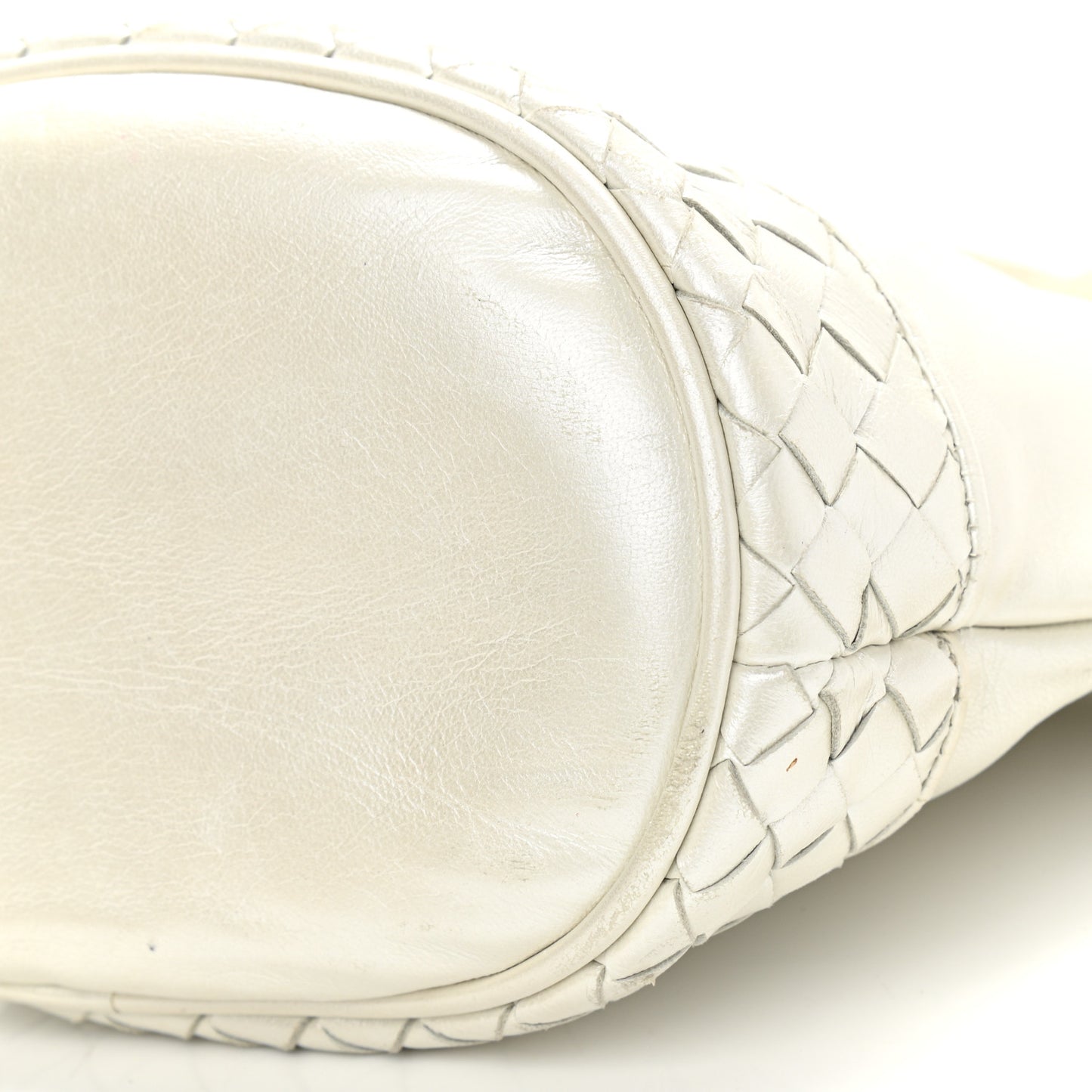 Nappa Intrecciato Drawstring Bucket Bag White