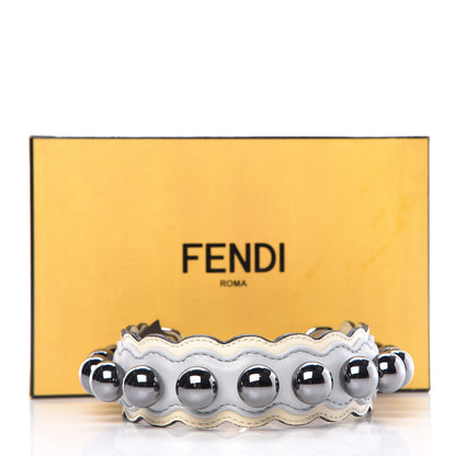 Fendi Vitello Liberty Pearl Bi-Color Scalloped Mini Strap You Burro Grigio Perla 5 of 5