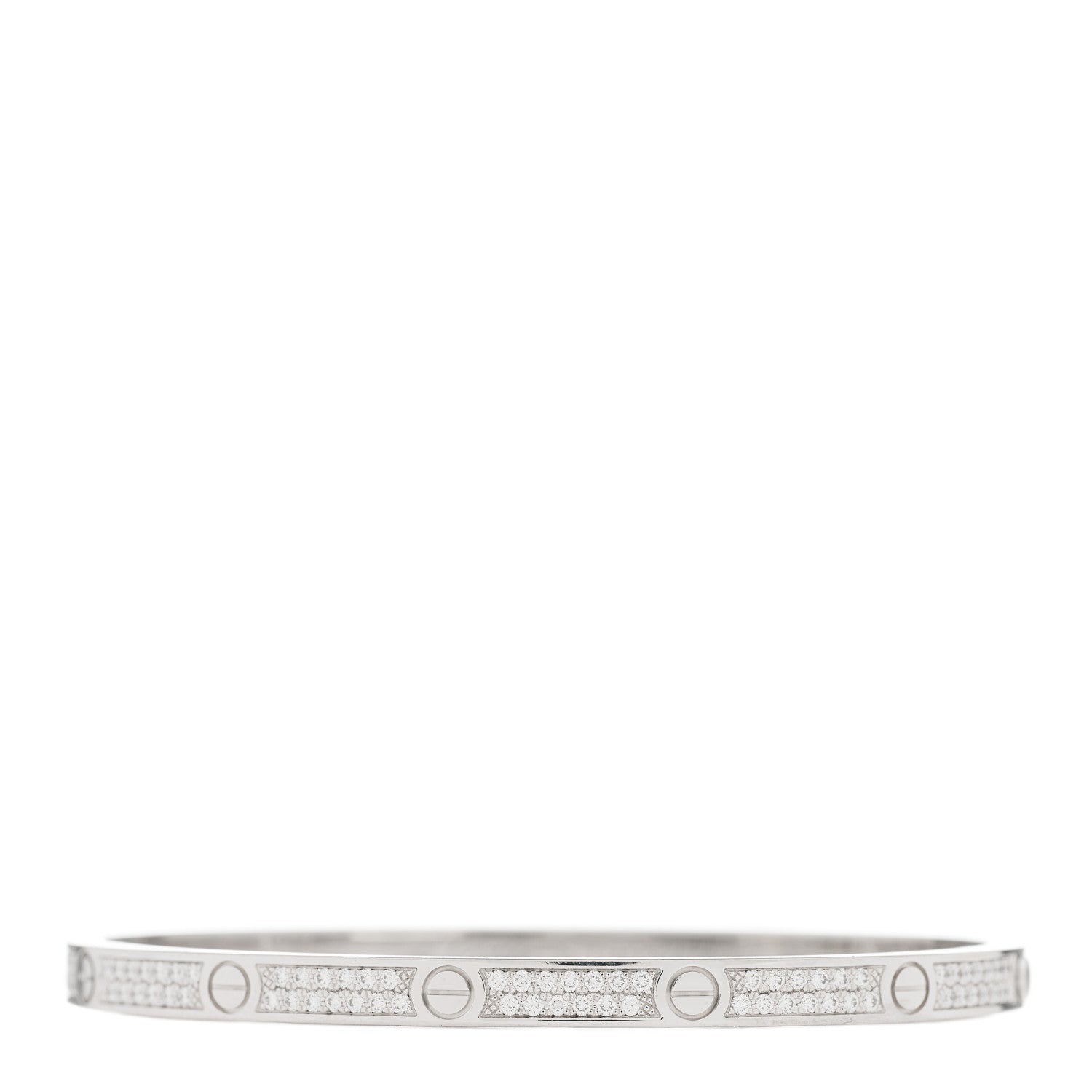 Cartier 18K White Gold Diamond Small LOVE Paved Bracelet 15 1 of 4