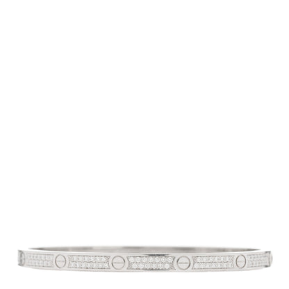 Cartier 18K White Gold Diamond Small LOVE Paved Bracelet 15 1 of 4